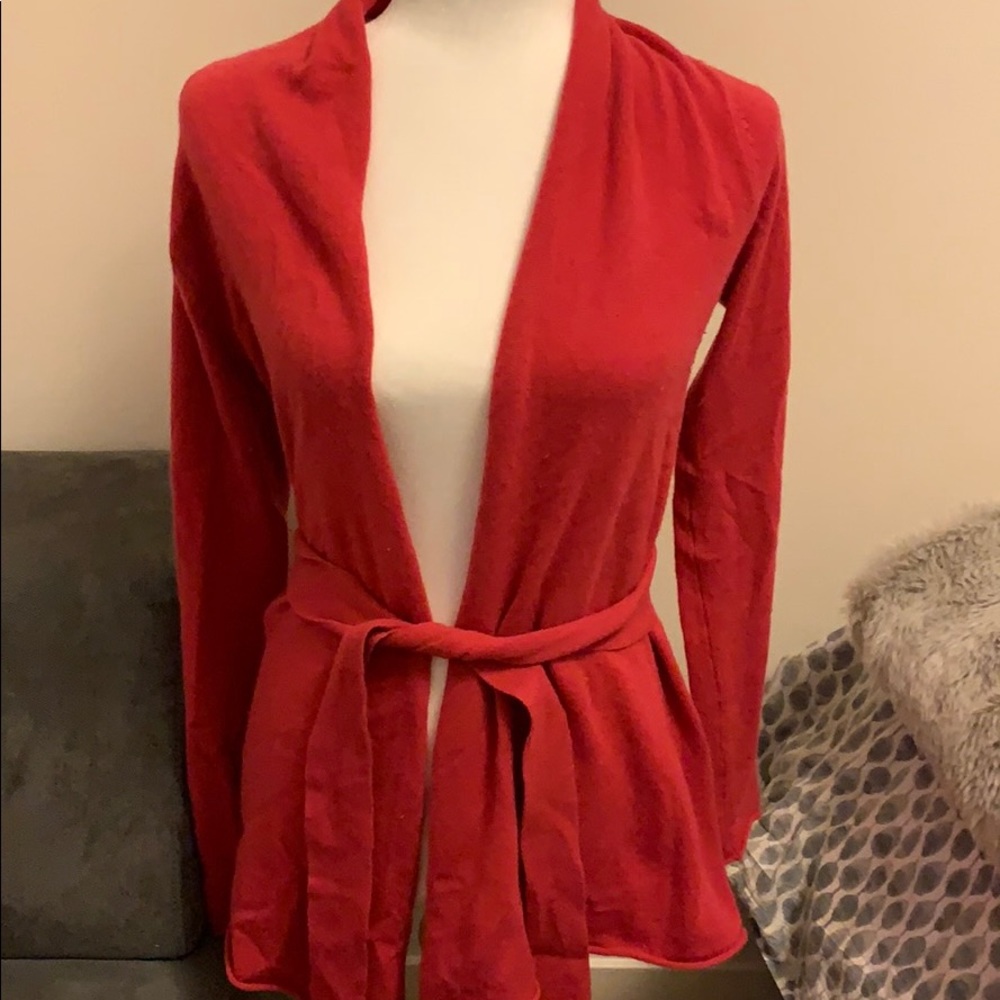 Tie front cashmere cardigan/wrap